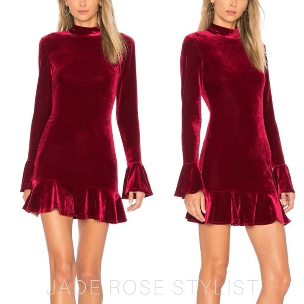 Lovers + Friends Simone Red Velvet Dress ~ small